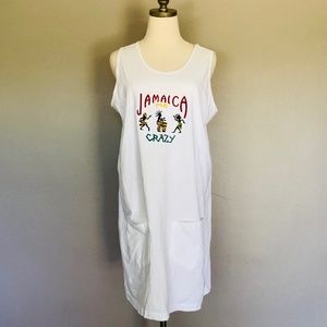 Cruisewear 1 Size Jamaica Crazy Pullover White Shirt Knee Beach Length Cover Up